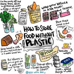 Illustration showing ways to store food without using plastic
