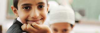 Middle Eastern children in a school classroom