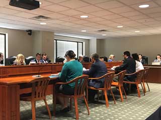 Michigan Catholic Conference staff and representatives of The Catholic Diocese of Kalamazoo and Diocese of Gaylord speak before the House Law and Justice Committee regarding safe environments and policies to protect children