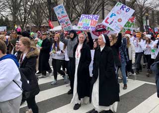 Pro-life marchers participating in the March for Life in Washington D.C.