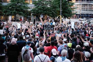 Protesters in Minneapolis, Minnesota where George Floyd was killed