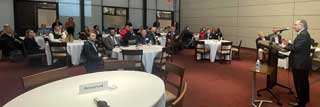 r. Michael Rice, the state superintendent, addresses nonpublic school leaders attending the MANS public policy day.