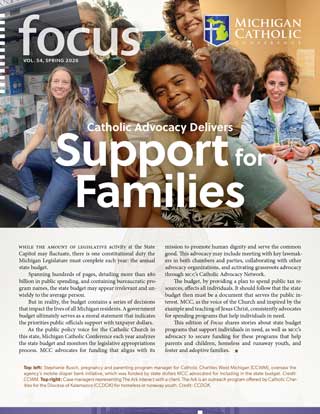 Front cover of the print edition of ‘Catholic Advocacy Delivers Support for Families’
