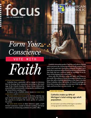 Front cover of the print edition of ‘Form Your Conscience | Vote With Faith’