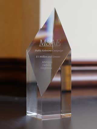 MSAE Diamond Award given to Michigan Catholic Conference in recognition of it's Freedom to Serve advertising campaign