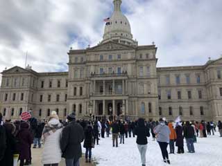 Pro-life individuals gather at the State Capitol in Lansing for the Michigan March for Life