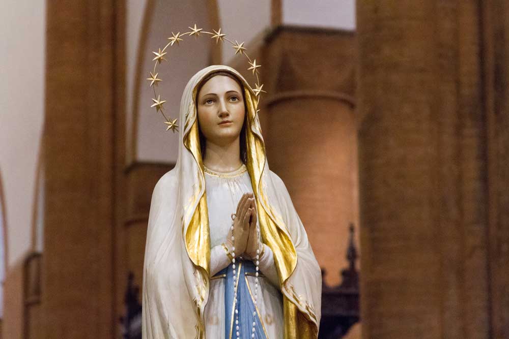 Statue of Our Lady of Lourdes in the "Santa Maria del Carmine" church, Pavia, Italy