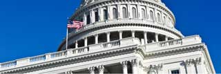 The US Capitol Building in Washington DC on a cloudless day