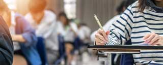 Students taking an exam