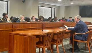 Tom Hickson, MCC vice president for public policy and advocacy, testifies before the House Judiciary Committee on adding religious protections to Senate Bill 4.