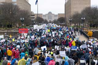 Thousands marched for life from the state Capitol to the Michigan Hall of Justice.