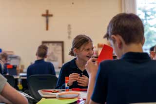 Students at All Saints Central Middle School in Bay City, Michigan
