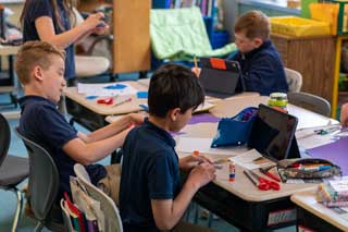 Students at All Saints Central Middle School in Bay City, Michigan