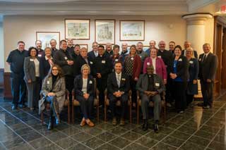 Clergy from all seven arch/dioceses who serve parishes with a Catholic school and parish leaders who oversee those schools gather in the MCC lobby.