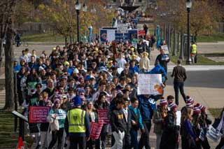 Attendees marched from the Capitol to the Michigan Hall of Justice, home to the Michigan Supreme Court.