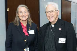 Bishop Earl Boyea of the Diocese of Lansing, with Sen. Sue Shink (D-Dexter).